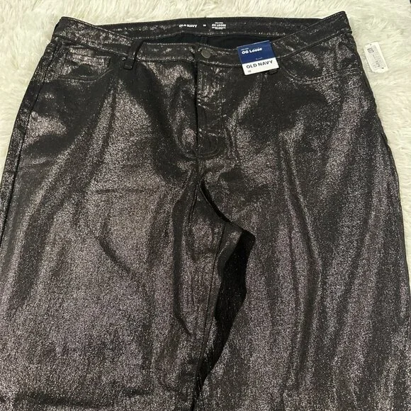 Old Navy 18 NWT OG Loose fit high rise black shimmer jeans stretch - Picture 5 of 12
